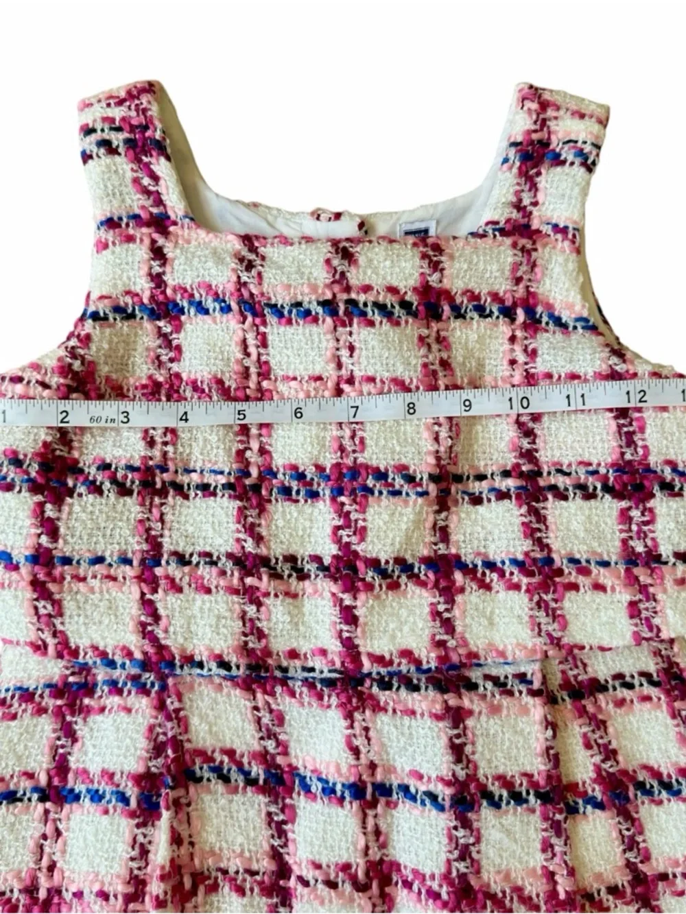 Janie And Jack Girls Tweed Boucle‎ Plaid Dress  Size 6